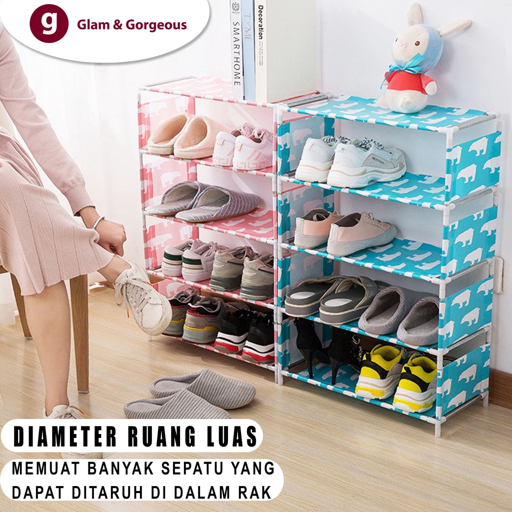 Rak Sepatu Portable Susun Rangka Besi RS016 Murah Kuat Praktis