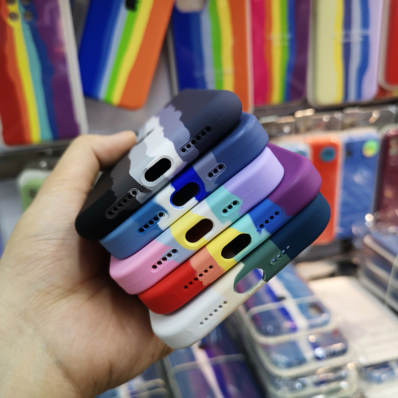 Soft Case Silikon Hitam Pelangi Hijau Cover Iphone 12 12pro 12promax 12mini 11 Pro Max X Xr Xs Max 7 6 8 Plus