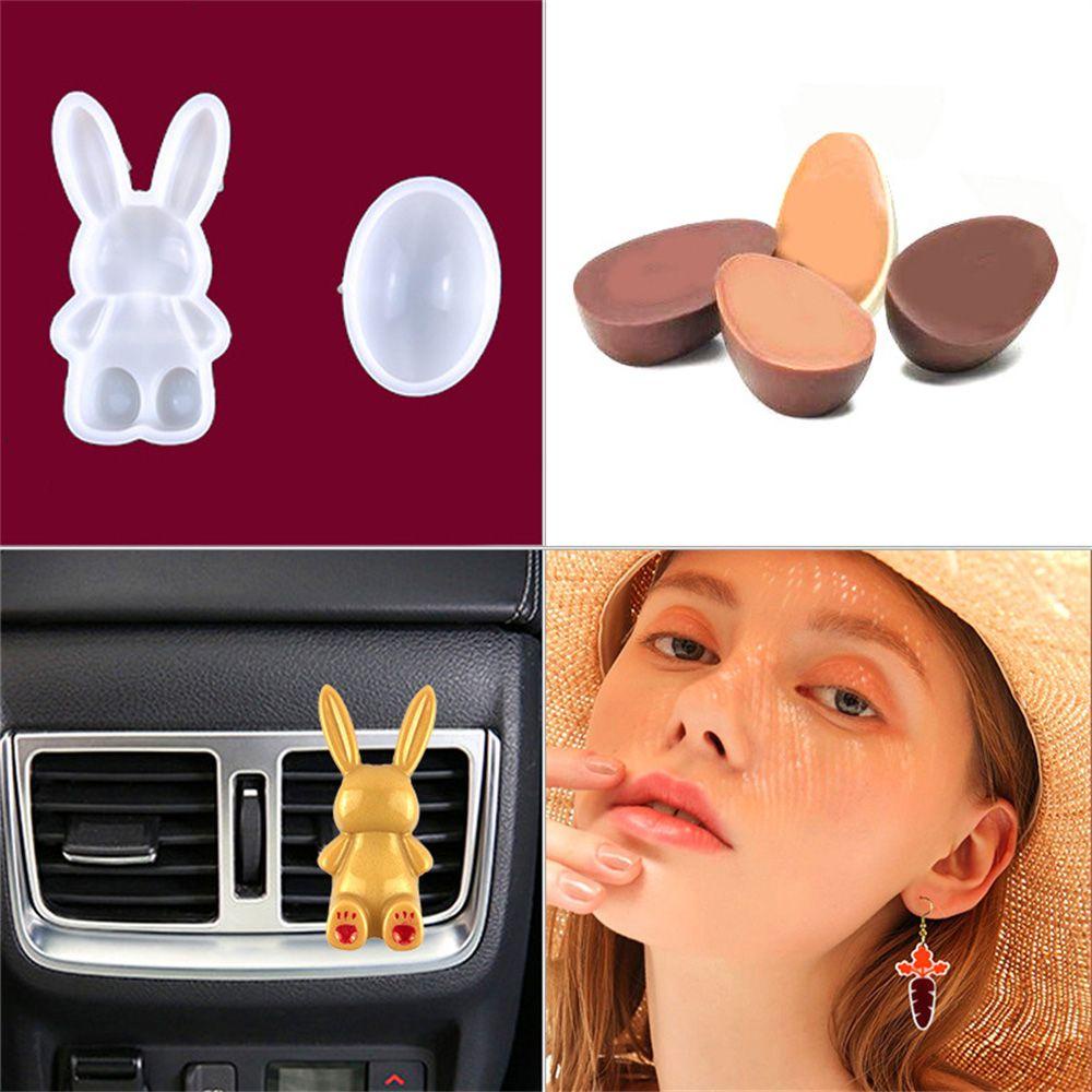 Solighter Easter Bunny Ornaments Mold Dekorasi Rumah DIY Kerajinan Persediaan Festival Cetakan Silikon