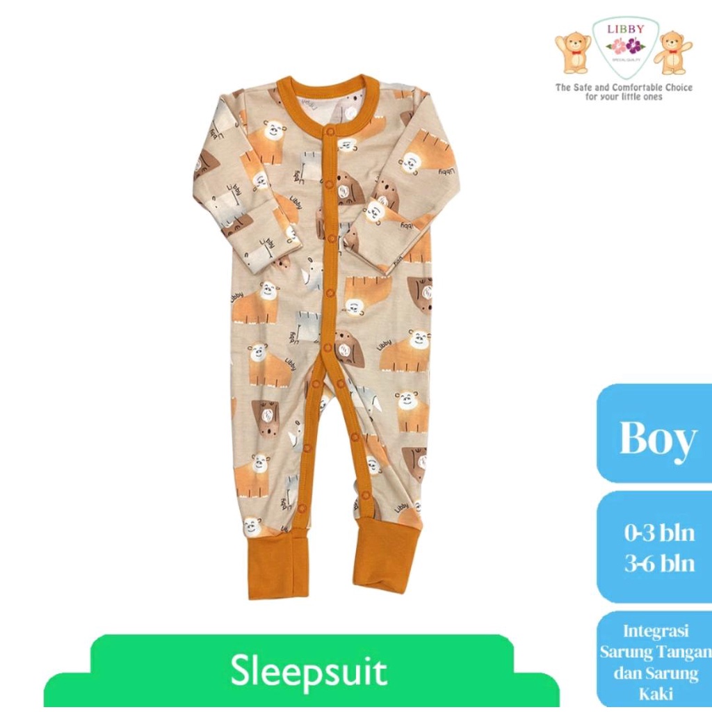 LIBBY SLEEPSUIT KANCING PREMIUM PRINT MOTIF ISI 1 / JUMPER BAYI