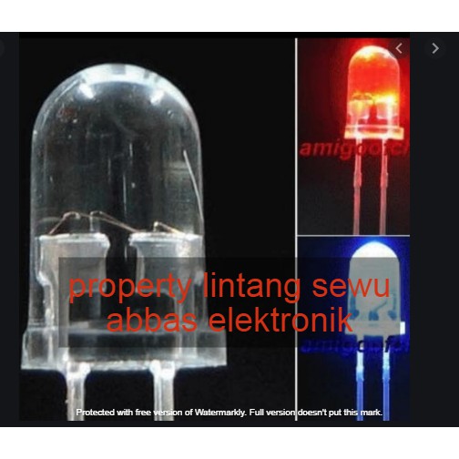 10PCS LED 2 WARNA MERAH BIRU KEDIP