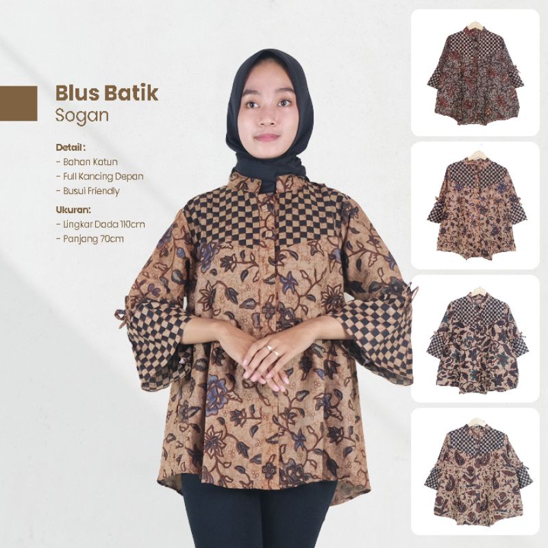 Blus Batik Wanita Terompet Sogan Naira Batik