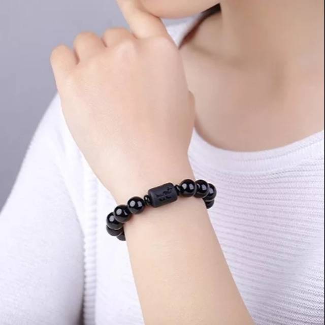 Gelang giok hitam black ukir naga