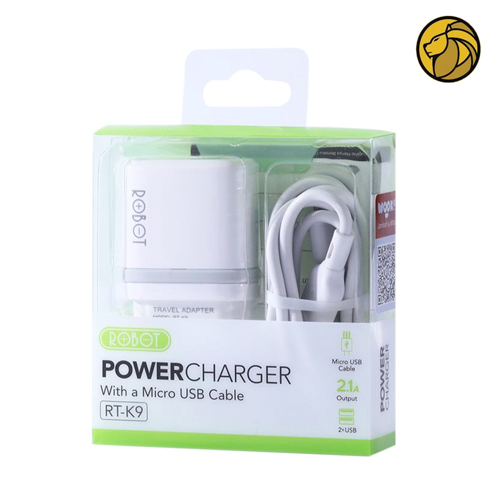 Travel Charger Robot RT-K9 Dual Port USB 5V 2,1A