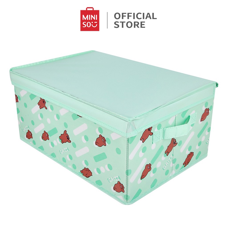 MINISO We Bare Bears Rak Box Kain Serbaguna Storage Kain Dengan Tutup Kecil Rak Penyimpanan Tempat