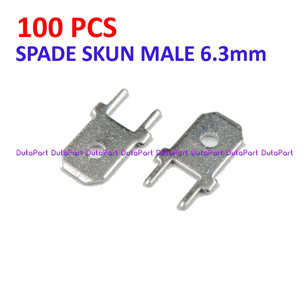 100 PCS Spade Male 6.3mm Skun PCB 6.3 mm