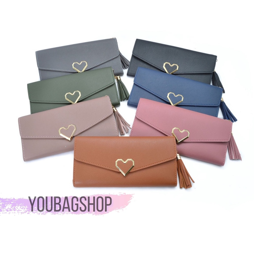 PALING MURAH!!! Dompet lipat panjang wanita / Dompet kincir variasi love elegant / Fahion Wanita1536