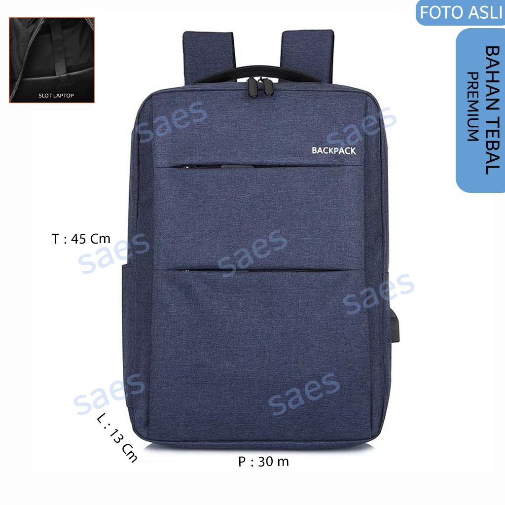 TAS RANSEL BACKPACK HITAM NAVY MERAH ABU saes Murah