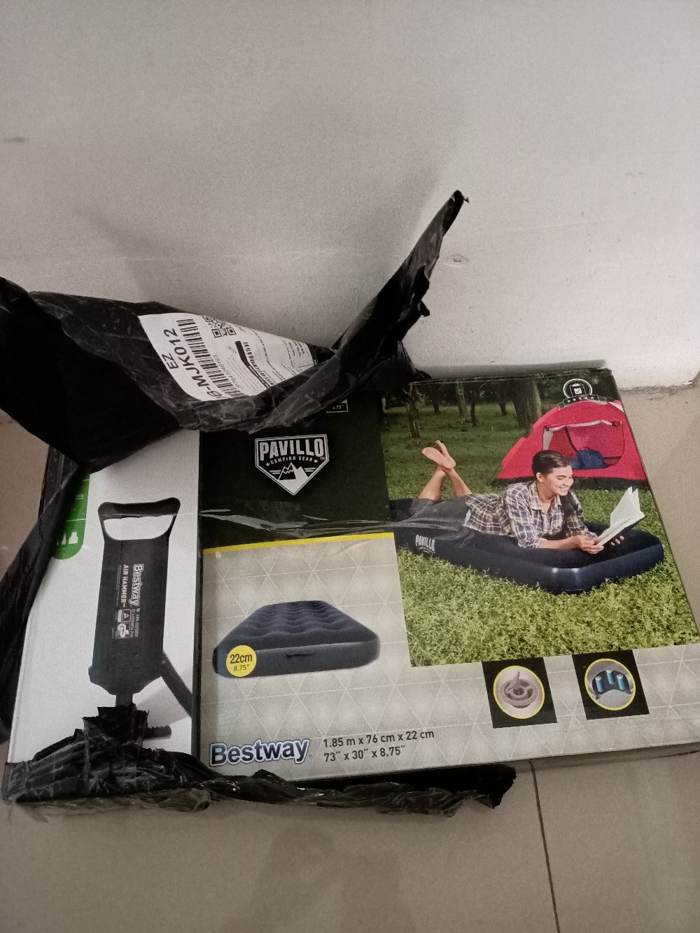 Kasur Angin Pompa Bestway Single 1 Orang #67000 + Pompa 12