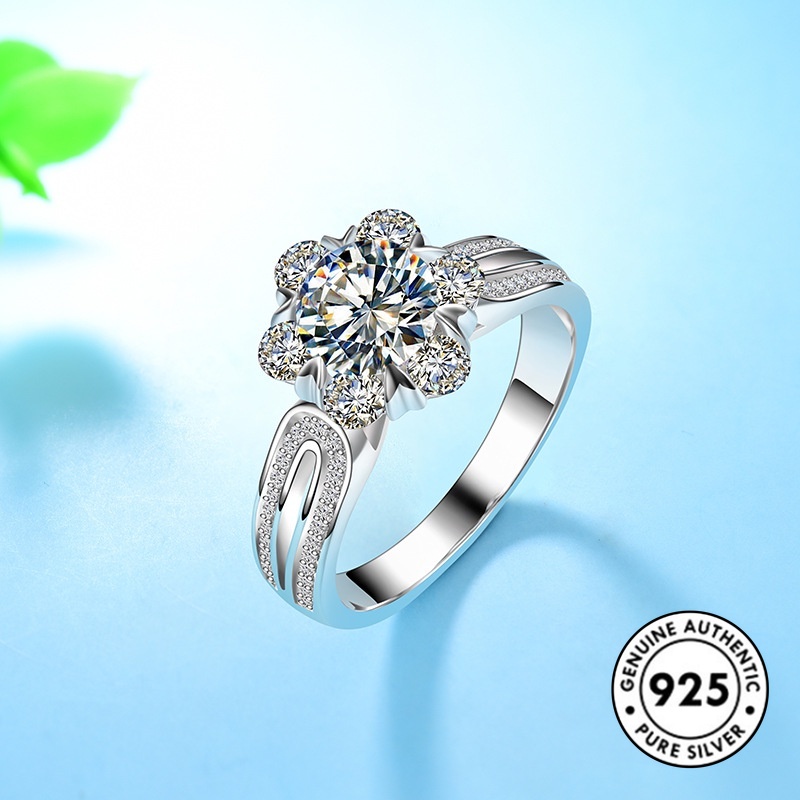 Cincin Sterling Silver 925 Model Bunga Elegan Untuk Wanita