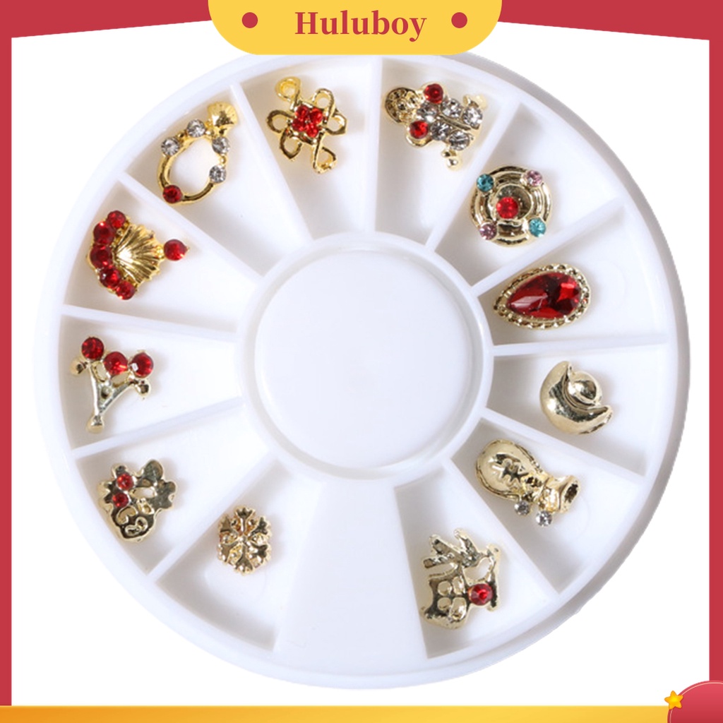 Huluboy Huluboy♡ 1 Kotak Berlian Imitasi 3D Bahan Alloy Untuk Dekorasi Nail Art