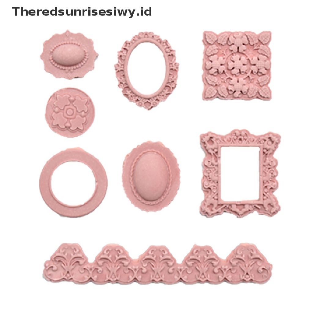 # Alat Rumah Tangga # Cetakan Fondant Kue Bentuk Cermin 3D Bahan Silikon Gaya Vintage