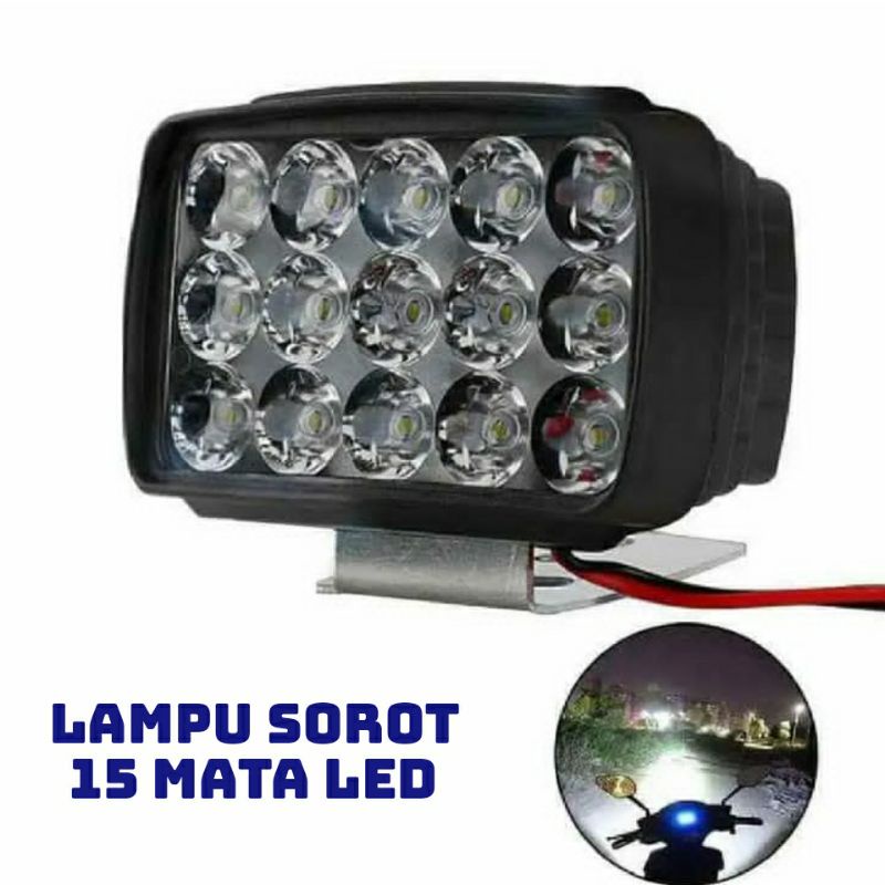 LAMPU SOROT 15 MATA LED 12VOLT MOTOR MOBIL