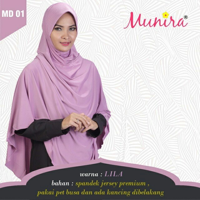 Hijab Munira Bergo ORI MUNIRA MD 01 Bergo Syari Instan Jilbab Instan Jumbo Pet