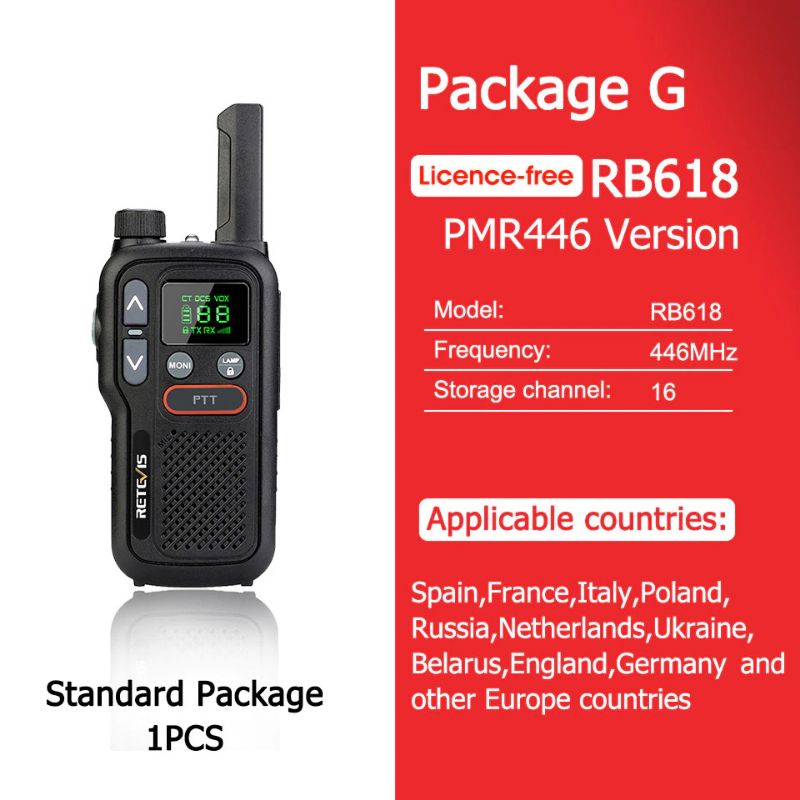 Retevis Mini Walkie Talkie 446MHz 0.5W PMR446 Version