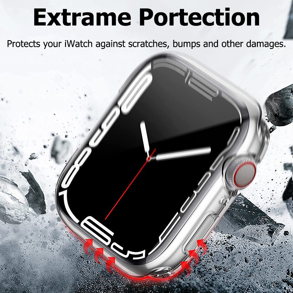 APPLE WATCH 360° Protective Case iWatch S7 TPU Soft Case 41mm 45mm S1~S6 Full Cover Transparent Shell