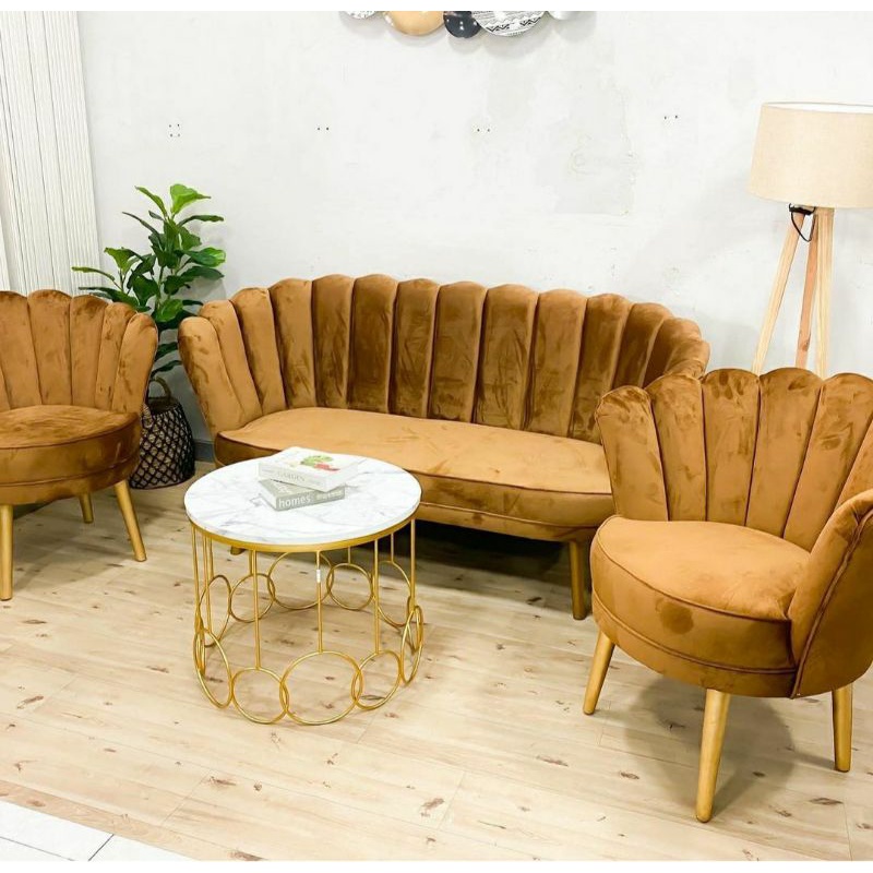 PROMO SET Sofa Kerang / Sofa Kerang Murah Minimalis Unik + 4 bantal (TANPA MEJA)