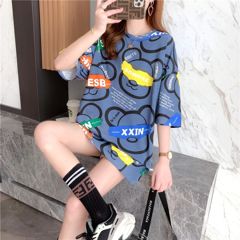 THISTLE - Oversize Tee Tshirt Wanita Model Longgar Motif Bear XXIN