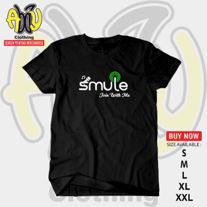 Baju Tshirt Kaos Sablon Tulisan SMULE Join With Me Katun Combed 30s Lengan Pendek Hitam Ukuran S M L