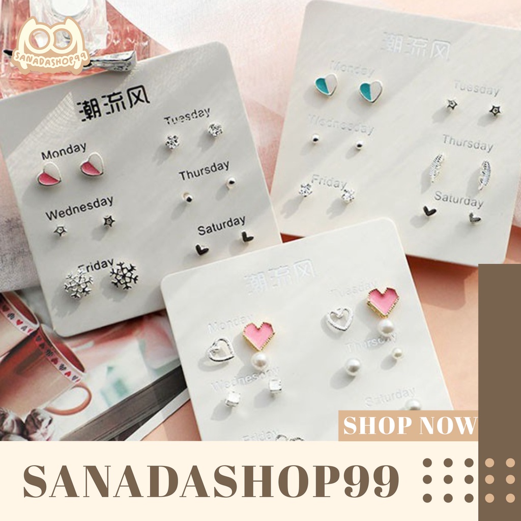 (ACC07) Anting set untuk sehari hari anting cakep  Anting Harian  6 pasang Anting 1 Set Anting tusuk