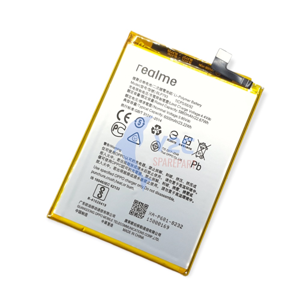 BATERAI REALME C11 / C15 / C25 / NARZO 20 / NARZO 30A / BLP793 ORIGINAL OEM / BATREI BATRAI BATRE BATERE