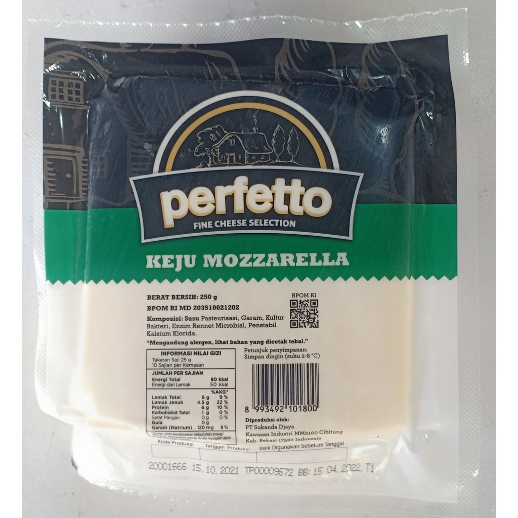 

Keju Mozarella [Perfetto] 250gr