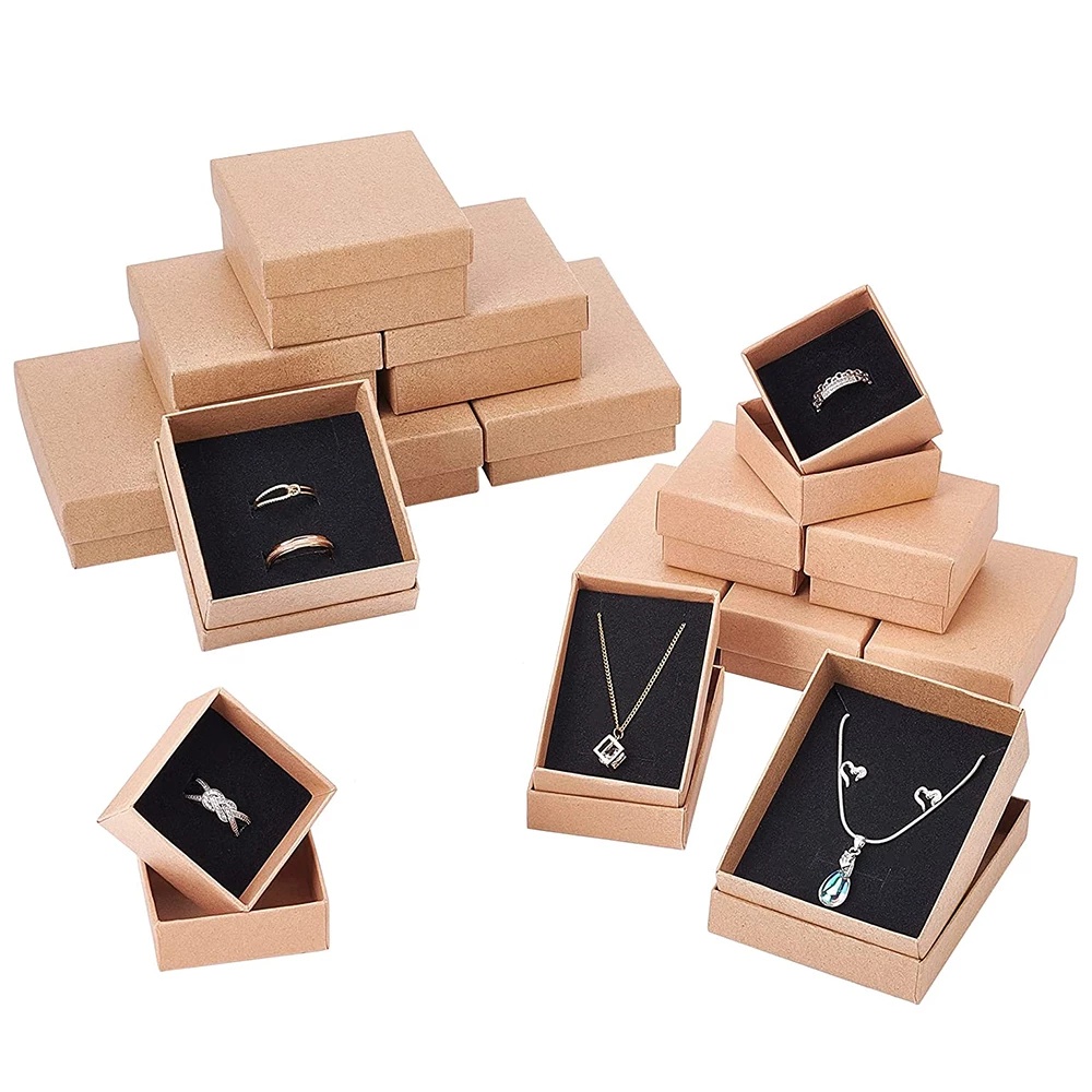 Liontin Anting Kraft Kotak Hadir Pajangan Kemasan Kertas Dengan Spons Hitam High Quality Jewelry Organizer