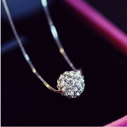 Kalung Stainless Crystal Bentuk BOLA DIAMOND / Crystal Jewelry Aksesoris fashion - MIKHAMART