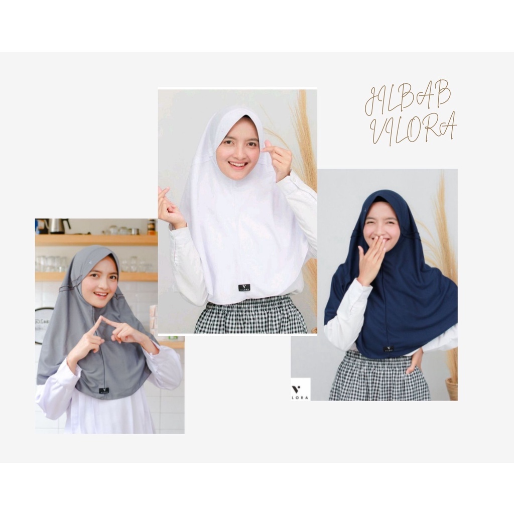 Jilbab sekolah viloralove hijab instan sehari hari ∣ Hijab instan sekolah putih, hitam, abu, navy ke