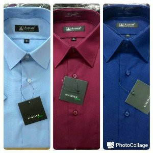 Promo Kemeja Pria Alisan Pendek Reguler Maroon Biru Muda Navy Pilih Warna Diskon