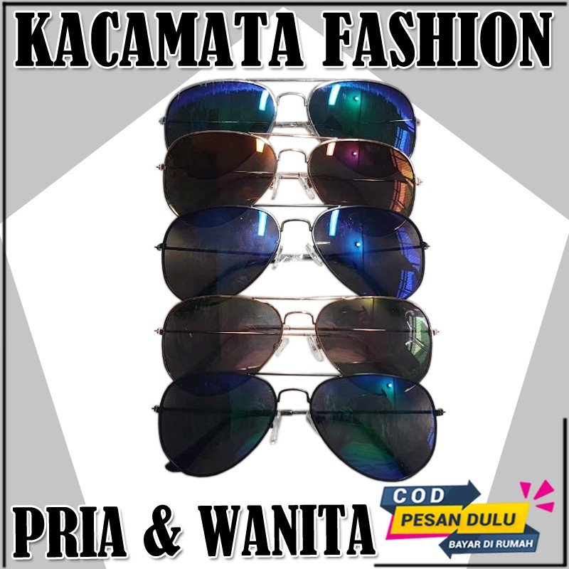 Kacamata Polarize Lensa Hitam Fashion Terbaru Model Aviator Pria Wanita Kaca Mata Gaya Korean Style