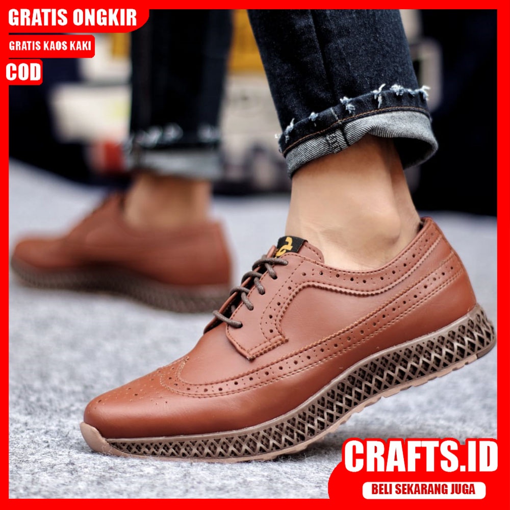 CRAFST X WINGTIF Sepatu Casual Pria Sepatu Kasual Pria Kulit Pu Kerja Kantor Sepatu Pria Casual Original Sepatu Semi Formal Kuliah Kondangan Gaya Keren Kekinian Terbaru Murah Terlaris