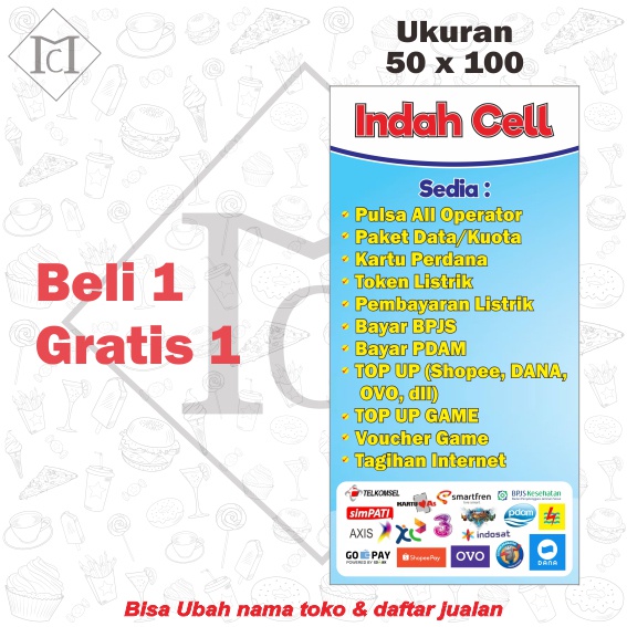 Banner/Spanduk  Konter Ukuran 50x100