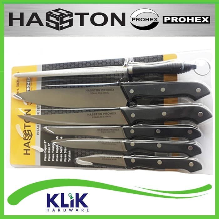 Hasston Prohex Pisau Dapur Set 7 Pcs + Asahan Talenan