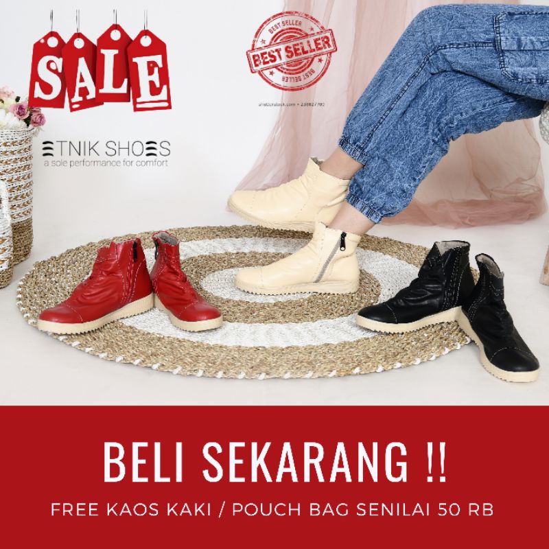 Boots Wanita Korea But wanita Zanetha by Etnikshoes Sepatu Bot Wanita