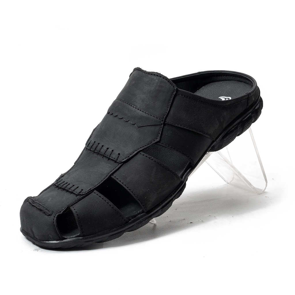 Sandal Slop Pria Bustong Casual Kulit Asli Handmade Sepatu Sandal BT506
