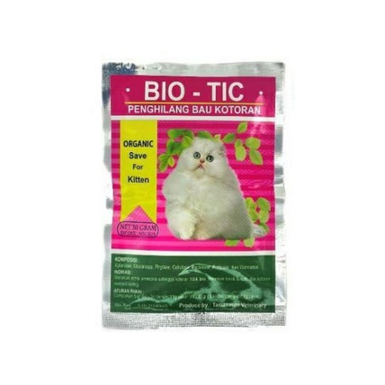 Bio-Tic 30gr  Penghilang Bau Kotoran Kucing Organik (Aman Untuk Kitten)