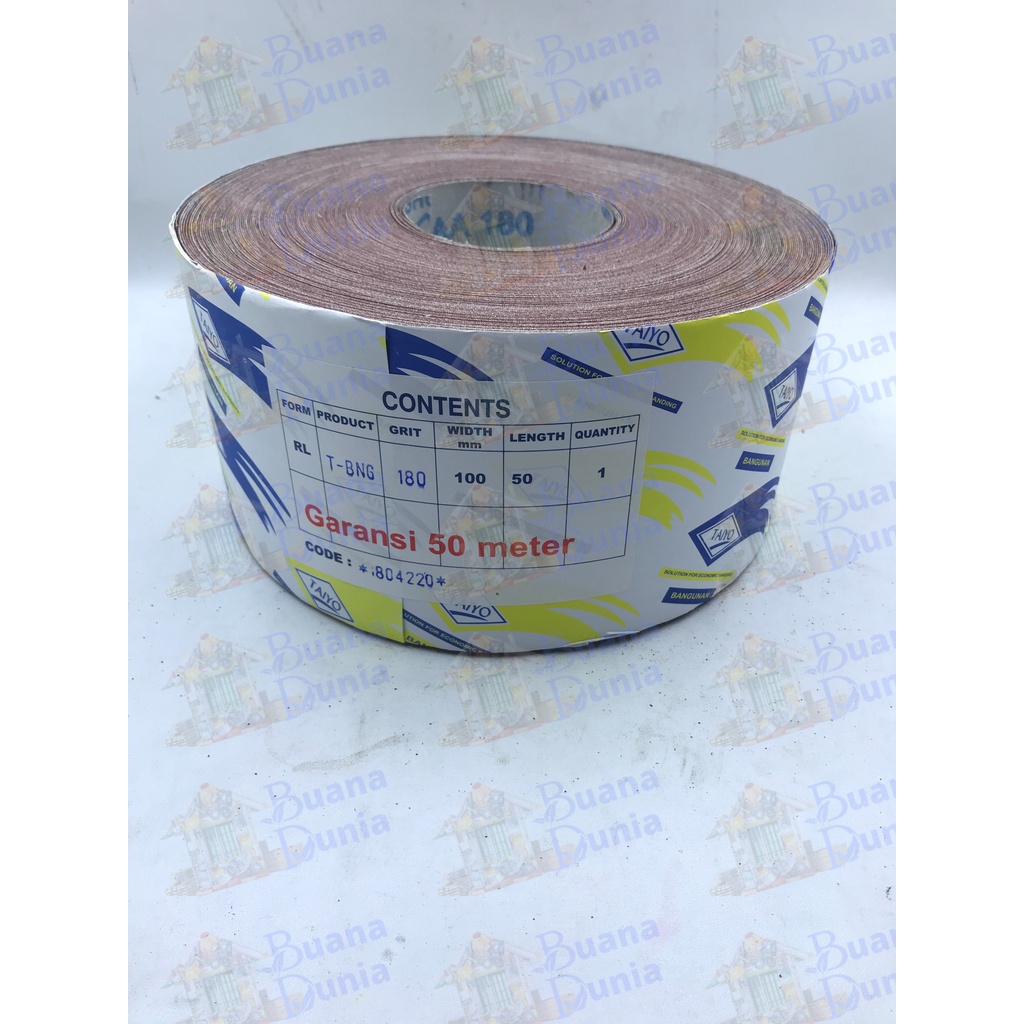 Amplas Roll Taiyo No 180 | Amplas Meteran Grit 180 | Kertas Amplas