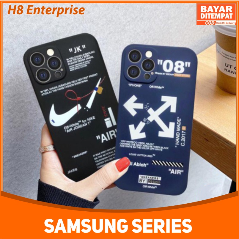 Case Liquid Samsung A02S A03S A04S A12 M12 A13 4G 5G A22 4G A23 M32 4G A32 5G A50 A50S A30S A52 A52 5G A52S Casing White OFF X Nike Hybrid Dove With pelindung kamera