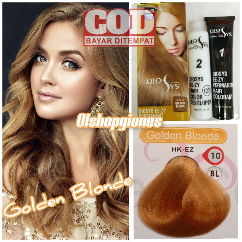 Diosys Hair Color Golden Blonde Gold cat rambut + oxydant developer 100ml