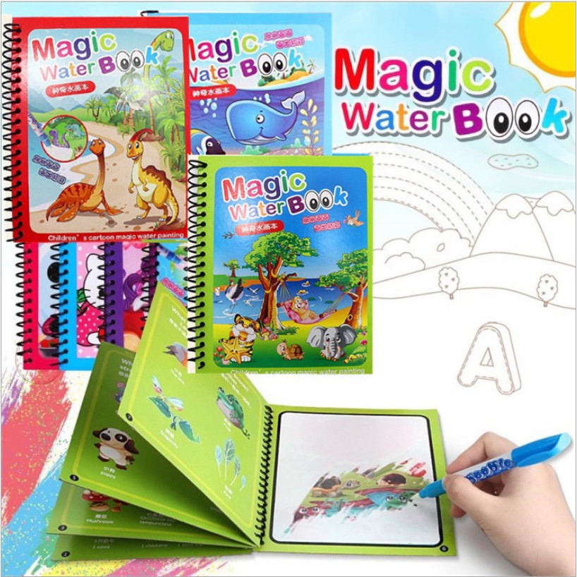 Buku gambar magic water book menggambar dengan air cocok untuk bayi dan anak