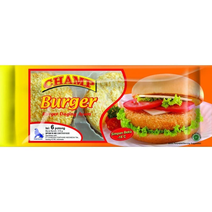 

Champ Burger Ayam isi 6 Pcs 315 gr