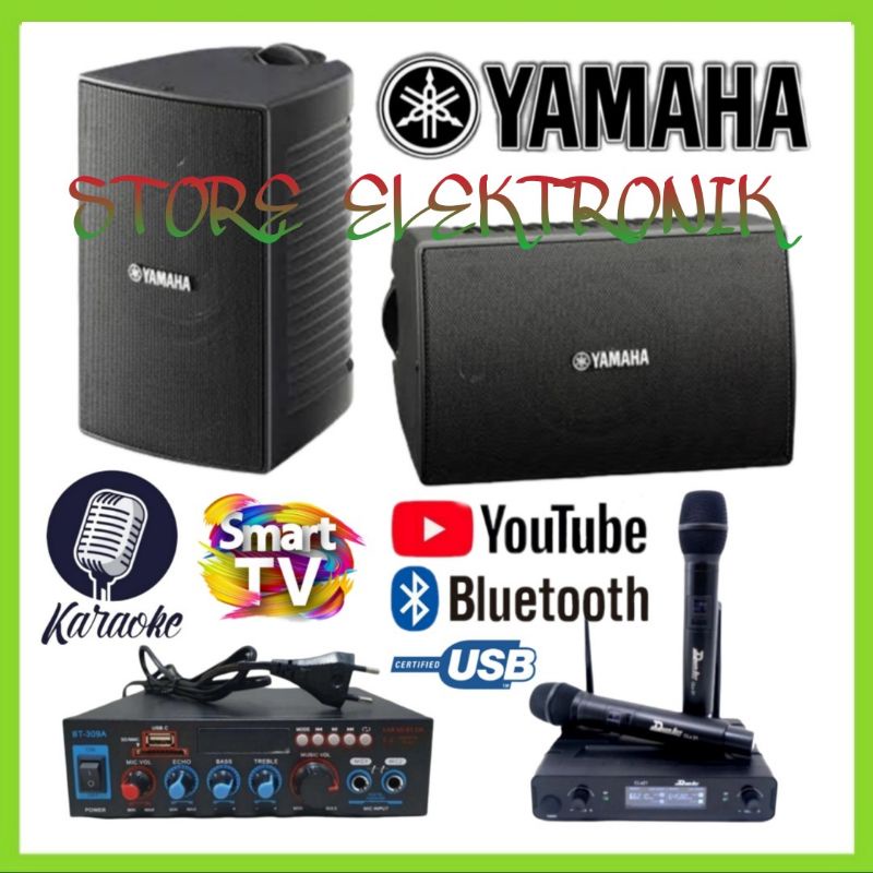 Karaoke Set Mini YAMAHA 6 Inch Ampli Karaoke Smart TV 2 Mic Wireless