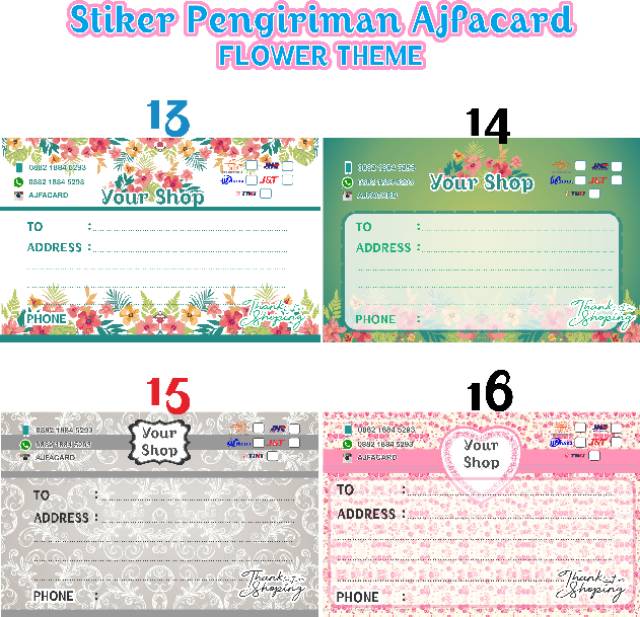  Stiker  label pengiriman  olshop stiker  pengiriman  flower 