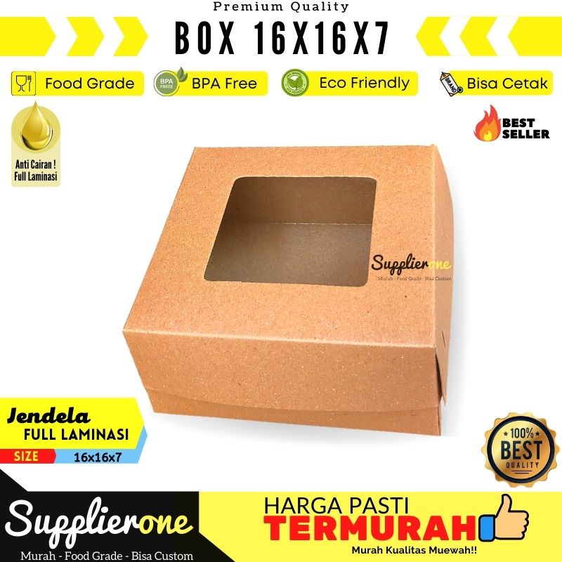 

Dus Snack 16x16x7 / Dus Kue / Dus cemilan / Box Makanan / Kotak Cemilan / Kemasan Catering Model Jendela
