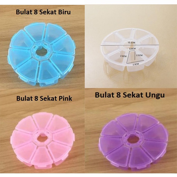 Kotak Tempat Obat Perkakas Sekat Atau Organizer Box / Kotak Serbaguna Bulat 6 &amp; 8 Sekat