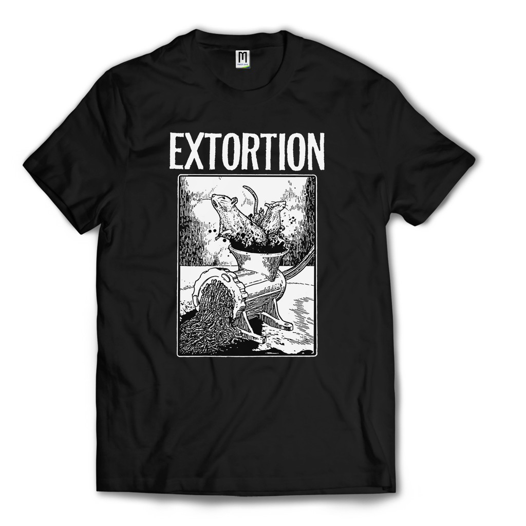 EXTORTION HARDCORE-Kaos band punk/ Premium Shirt/ Tag MerchCons - HITAM