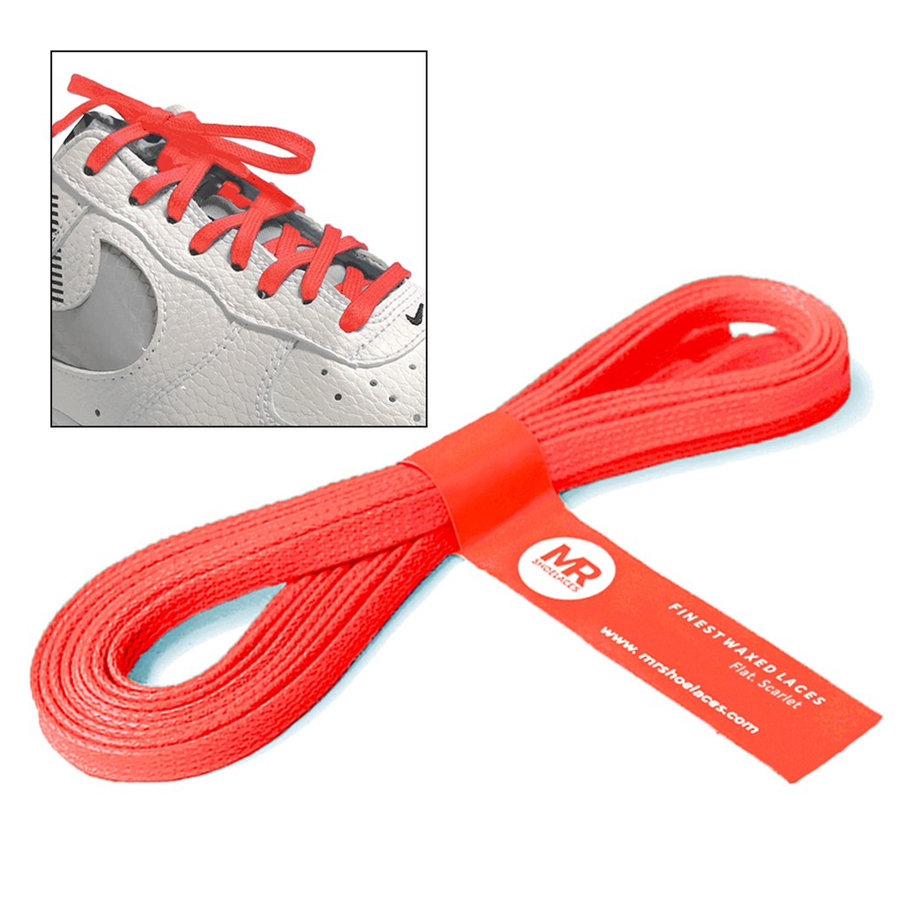 MR Shoelaces FA20 Scarlet Tali Sepatu Lilin 5mm Gepeng Flat Pipih (Waxed Laces) 90cm 100cm 120cm 200cm - Premium Shoelace Jingga