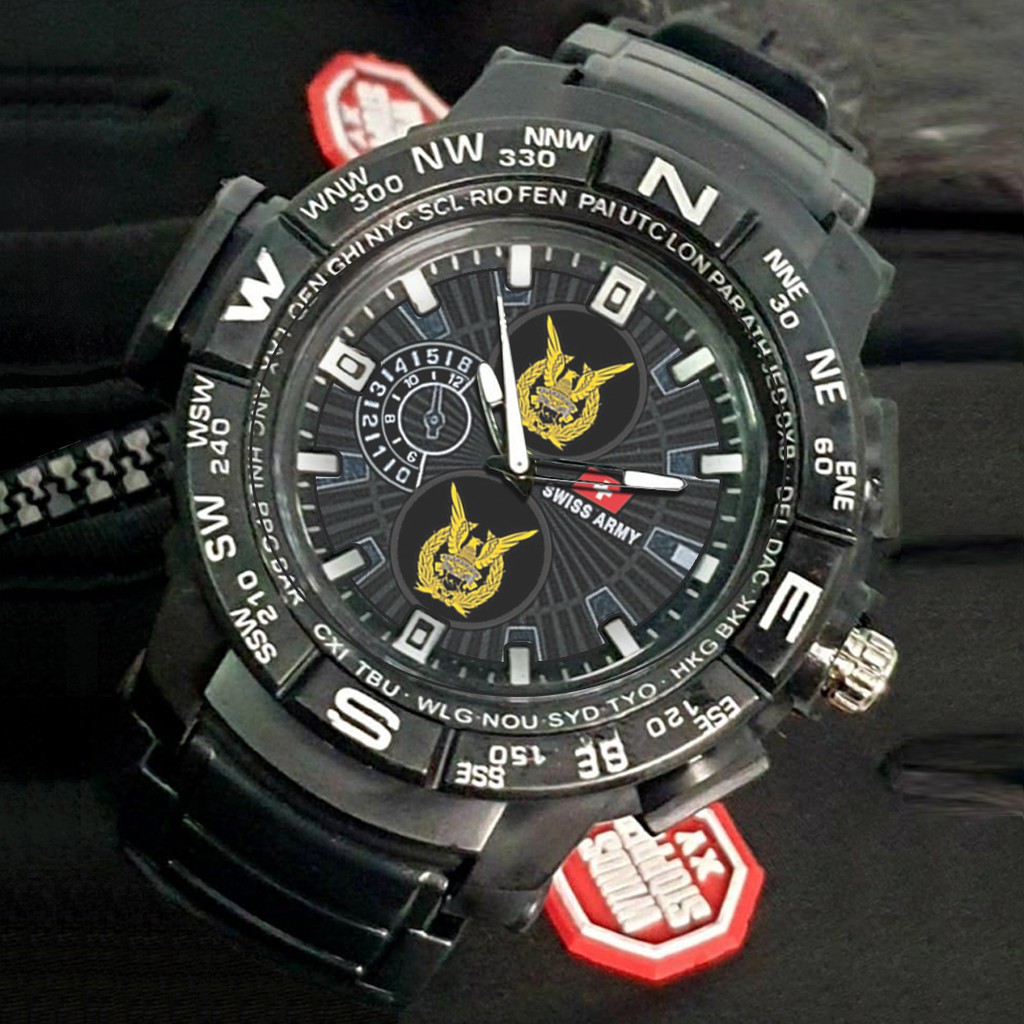 (EXCLUSIVE) Jam Tangan LOGO TNI - AU motif 3 Sport Bagus