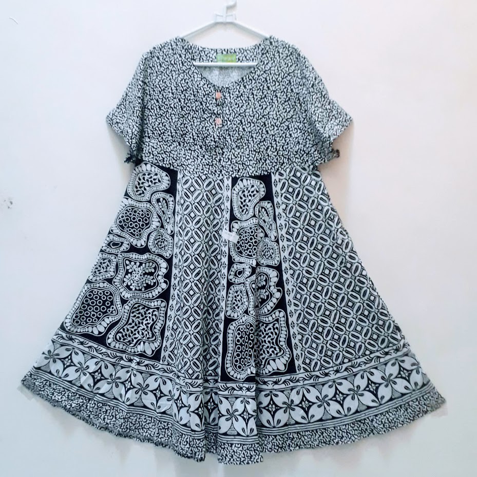 etnik fashion batik HAP daster busui bumil payung klok rayon super xl terbaru murah klok11 monocrome